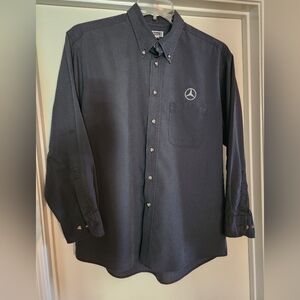 Mercedes Benz Logo Men's Button Down Shirt Soft Black, SzLarge Sleeve 33 EUC $24